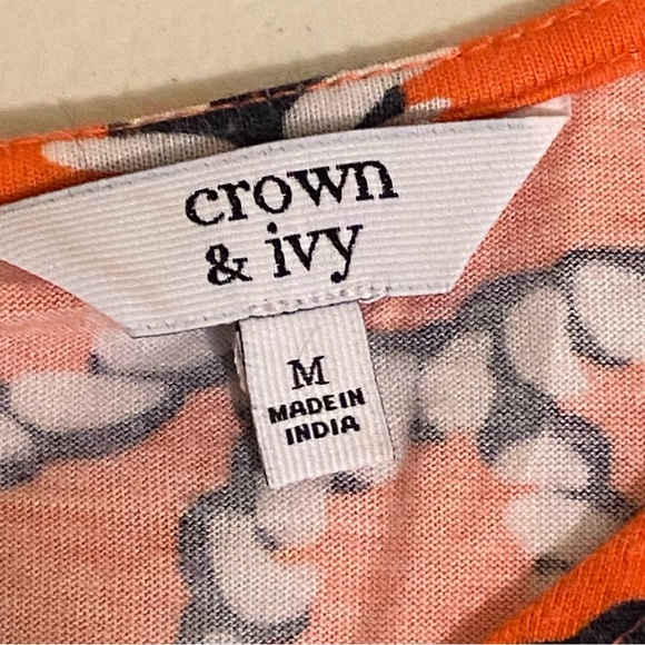 Crown Ivy Blouse Women’s Size M Multicolor Rope Pattern 3/4 Sleeve - Picture 2 of 10